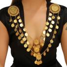 Colar Body Chain Gold Coin Tassel para o Festival Feminino
