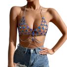 Colar Body Chain Halter Vest Gem Blue Triangle Gem para mulheres