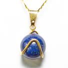 Colar Bolinha Lapis Lazuli Envolto Pedra Montagem Dourada