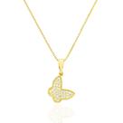 Colar Borboleta Cravejada Cristal Banhado a Ouro