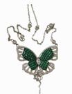 Colar borboleta prata luxo 925 rodinada com zirconio branco e verde.Rosangela lima joias