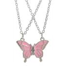 Colar Borboleta Rosa Magnético Presente Melhores Amigas Amizade Eterna BFF Kit 2 Peças Presente