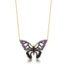 Colar borboleta vazado e cravejado - 40 cm