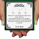 Colar Brincos Conjunto Prata 925 Presente Aniversário Esposa Casamento + Dedicatória