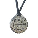 Colar Bússula Viking - Vegvisir em Níquel e Courinho Regulável