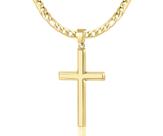 Colar BWDIPCYC banhado a ouro 18K com borda chanfrada, cruz de 40 cm Colar BWDIPCYC banhado a ouro 18K com borda chanfrada, cruz de 40 cm