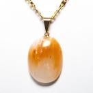 Colar Cabochão Aragonita Raio Laranja Natural Pino Dourado Colar Cabochão Aragonita Raio Laranja Natural Pino Dourado