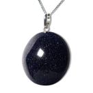Colar Cabochão Disco Pedra Estrela Pino e Presilha Prata 950