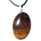 Colar Cabochão Olho de Tigre Pedra Natural Pino Prateado Colar Cabochão Olho de Tigre Pedra Natural Pino Prateado