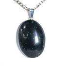 Colar Cabochão Oval Pedra Estrela Verde Pino Prateado