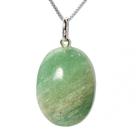 Colar Cabochão Oval Pedra Onix Verde Natural Pino Prata 950
