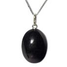 Colar Cabochão Oval Pedra Quartzo Preto 22mm Pino Prata 950 Colar Cabochão Oval Pedra Quartzo Preto 22mm Pino Prata 950