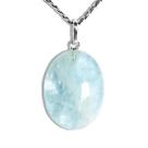 Colar Cabochão Pedra Aguas Marinha 28mm Natural Prata 950