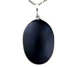 Colar Cabochão Pedra Obsidiana Negra Castoação Prata 950