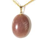 Colar Cabochão Pedra Quartzo Morango Pino Dourado Colar Cabochão Pedra Quartzo Morango Pino Dourado