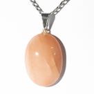 Colar Cabochão Quartzo Goiaba Pedra Natural Pino Prateado
