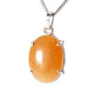 Colar Cabochão Quartzo Tangerina 15mm Natural Garra Prata 950