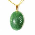 Colar Cabochão Quartzo Verde Pedra Natural Pino Dourado