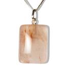 Colar Cabochão Retângulo Aragonita Raio Laranja Prata 950