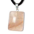 Colar Cabochão Retângulo Aragonita Raio Laranja Prateado