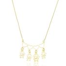 Colar Canga Coração Pingente 4 Meninos Banhado a Ouro 18K