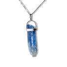 Colar Canudo Cianita Azul Grande Natural Envolto Prata 950
