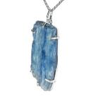 Colar Canudo Cianita Azul Médio Natural Garra Prata 950