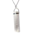 Colar Canudo Selenita Bruto Mineral Natural Prata 950
