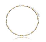 Colar canutilhos intercalados banhado a ouro e ródio branco - 37 cms + 10 cm extensor