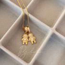 Colar casal filhos cravejado - banhado em ouro 18k