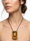 Colar Casual Feminino Elegante Com Pingente Em Pedra Resina Marrom Colar Casual Feminino Elegante Com Pingente Em Pedra Resina Marrom