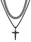 Colar ChainsHouse Black Masculino Cross 6 mm Cuban com pingente