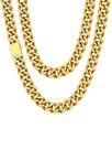 Colar ChainsHouse Cuban Link Chain em aço inoxidável banhado a ouro