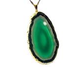Colar Chapa de Agata Verde Envolto Dourado Colar Chapa de Agata Verde Envolto Dourado