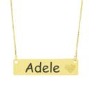 Colar Chapinha Coração Gravação Personalizada Nome Adele Banhado Ouro 18K - 999006224