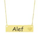 Colar Chapinha Coração Gravação Personalizada Nome Alef Banhado Ouro 18K - 999006002