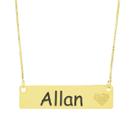 Colar Chapinha Coração Gravação Personalizada Nome Allan Banhado Ouro 18K -999006004
