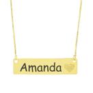 Colar Chapinha Coração Gravação Personalizada Nome Amanda Banhado Ouro 18K - 999006233