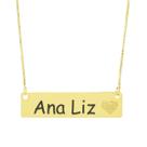 Colar Chapinha Coração Gravação Personalizada Nome Ana Liz Banhado Ouro 18K - 999006237