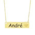 Colar Chapinha Coração Gravação Personalizada Nome André Banhado Ouro 18K - 999006005