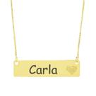 Colar Chapinha Coração Gravação Personalizada Nome Carla Banhado Ouro 18K - 999006256