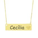 Colar Chapinha Coração Gravação Personalizada Nome Cecília Banhado Ouro 18K - 999006263