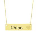 Colar Chapinha Coração Gravação Personalizada Nome Chloe Banhado Ouro 18K - 999006265
