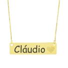 Colar Chapinha Coração Gravação Personalizada Nome Cláudio Banhado Ouro 18K - 999006171
