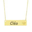 Colar Chapinha Coração Gravação Personalizada Nome Cléo Banhado Ouro 18K - 999006269