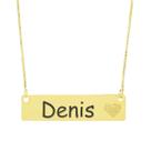 Colar Chapinha Coração Gravação Personalizada Nome Denis Banhado Ouro 18K - 999006021