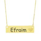 Colar Chapinha Coração Gravação Personalizada Nome Efraim Banhado Ouro 18K - 999006023