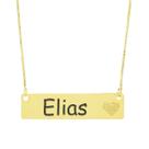 Colar Chapinha Coração Gravação Personalizada Nome Elias Banhado Ouro 18K - 999006179