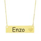 Colar Chapinha Coração Gravação Personalizada Nome Enzo Banhado Ouro 18K - 999006027