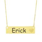 Colar Chapinha Coração Gravação Personalizada Nome Erick Banhado Ouro 18K - 999006028